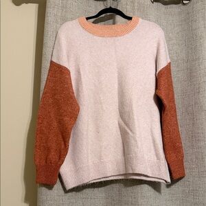 Mason & Belle Elegant Pink and Orange Colorblock Sweater 2X